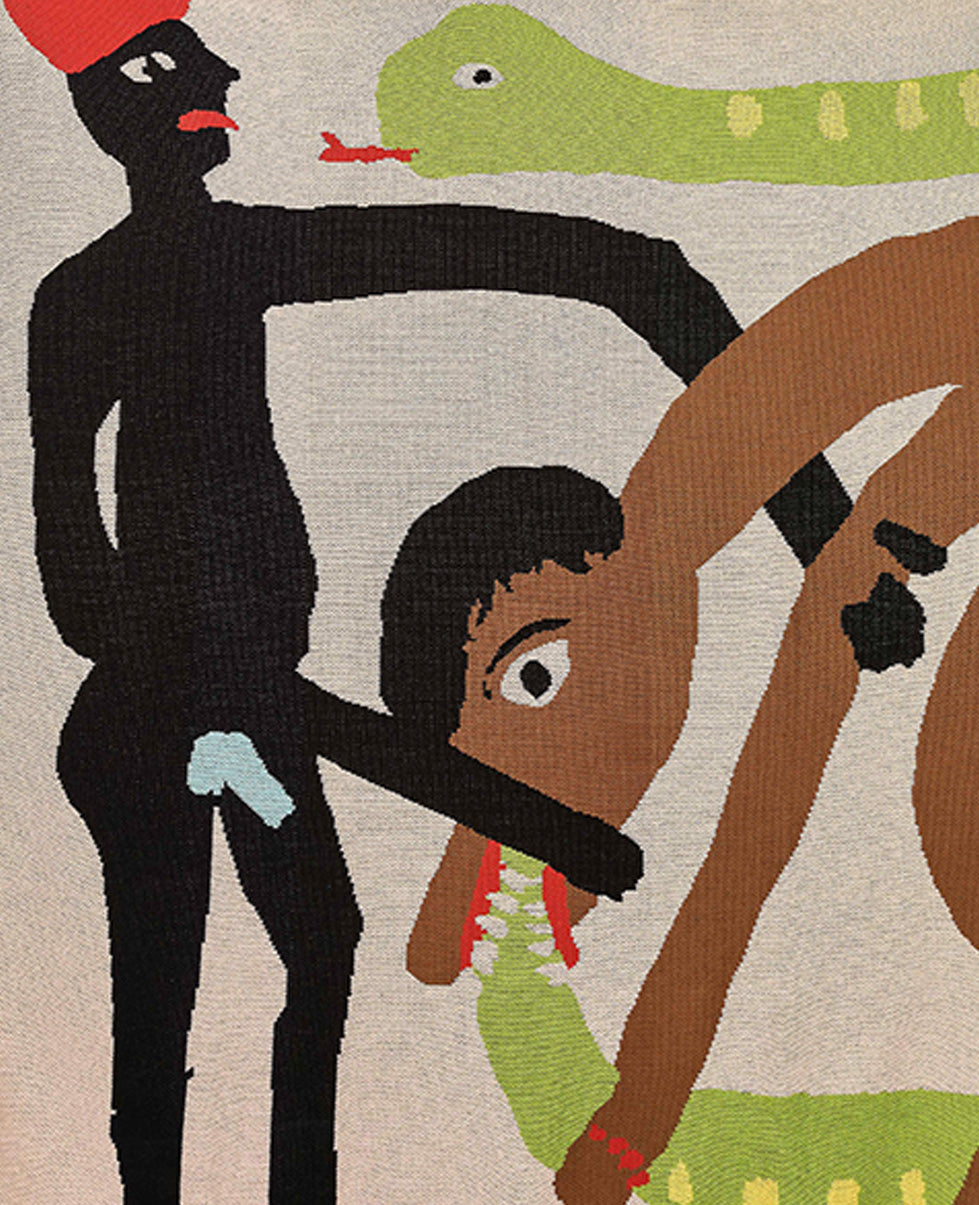 Limited edition of 50 artist blanket by Cassi Namoda. Detail showing the woven effect. Locally made blanket